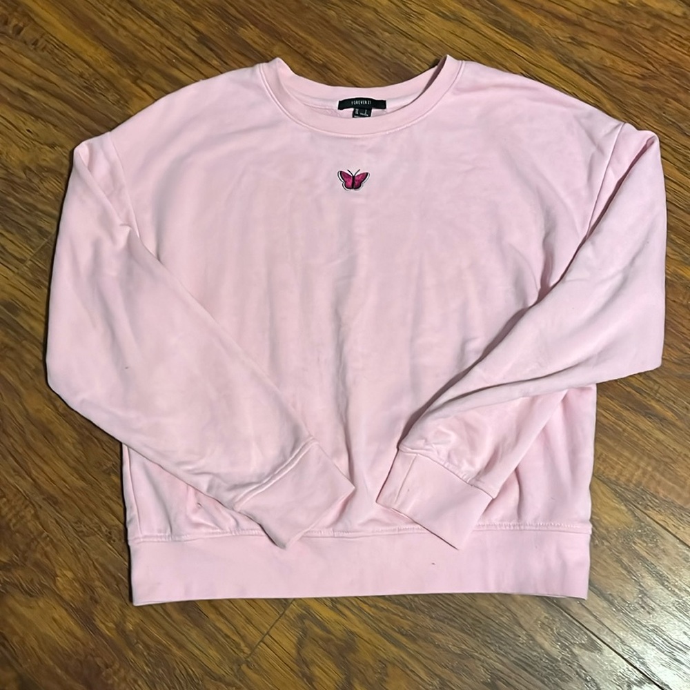 Pink Forever 21 Butterfly Sweatshirt- Large